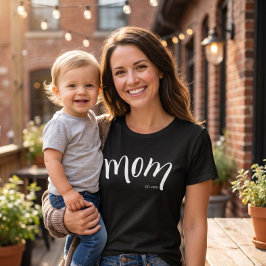 Camiseta Mamá Estableció Escritura Minimalista Año Nuevo Ma