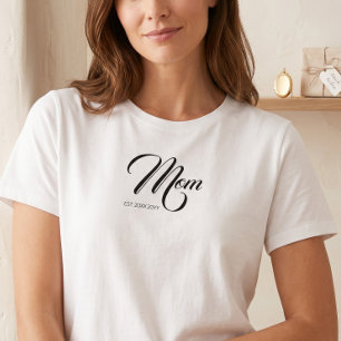 Camiseta Mamá Estableció Escritura Negra Año Nuevo Personal