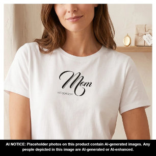 Camiseta Mamá Estableció Escritura Negra Año Nuevo Personal