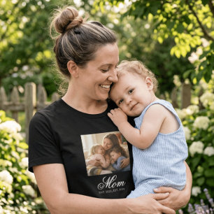 Camiseta Mamá Estableció Escritura Negra Elegante Foto