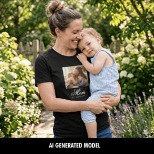 Camiseta Mamá Estableció Escritura Negra Elegante Foto