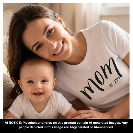 Camiseta Mamá Estableció Escritura Negra Personalizada Año
