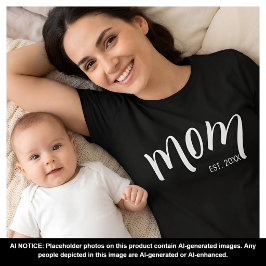 Camiseta Mamá Estableció Escritura Personalizada Año Nuevo