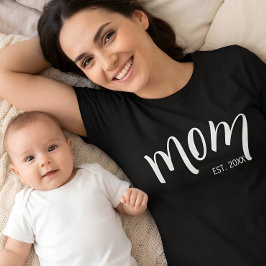 Camiseta Mamá Estableció Escritura Personalizada Año Nuevo