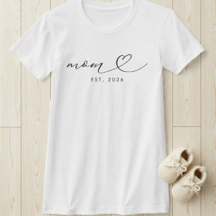 Camiseta Mamá Estableció Escritura y Corazón Regalo para Nu