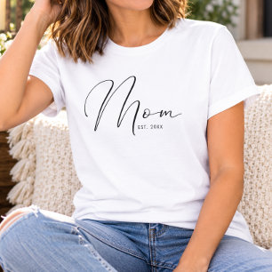 Camiseta Mamá Estableció Guión Blanco Nuevo Mamá
