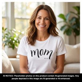 Camiseta Mamá Estableció Guión Negro Año Nuevo Mama