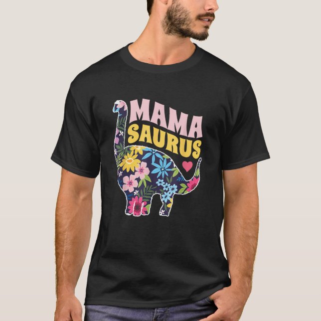 Camiseta Mamá familia de dinosaurios coincidiendo con el Dí (Anverso)