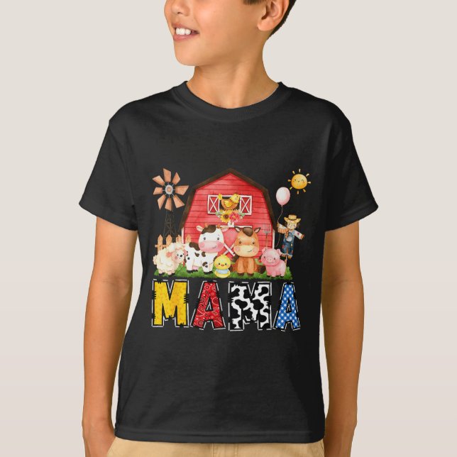 Camiseta Mama Farm Cow Birthday Boy Matching Family Party  (Anverso)