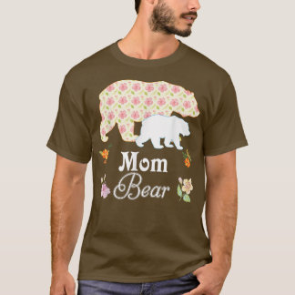 Camiseta Mamá Flor Flor Oso Cutáneo Familia Mamá Abuela M