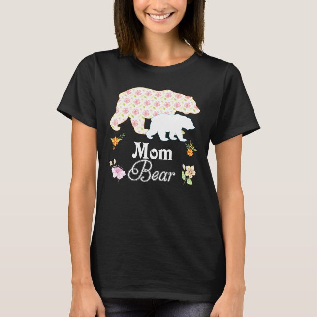 Camiseta Mamá Flor Flor Oso Cutáneo Familia Mamá Abuela M (Anverso)