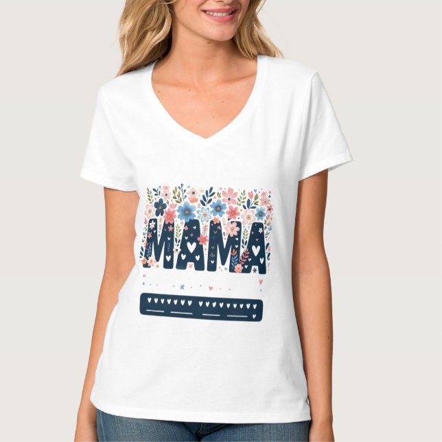 Camiseta Mama Floral Heart – Boho Chic Mom Design (Anverso)