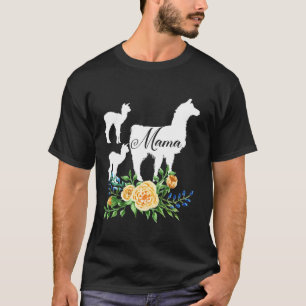 Camiseta Mamá floral Mama Llama de dos flores regalo Alpaca