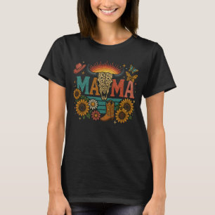 Camiseta Mama Flower Embroidery diseña Cowgirl Boho Mom
