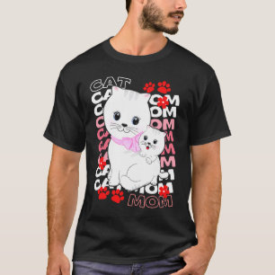 Camiseta Mamá Gata Día de las Madres Gatos Patitas Flor Fam