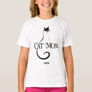 Camiseta Mamá Gata ,Tipografía Minimalista Elegante de Gato