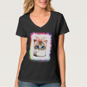 Camiseta Mamá Gato Ama R Papá Chico Muchacha Teñido Tinte B