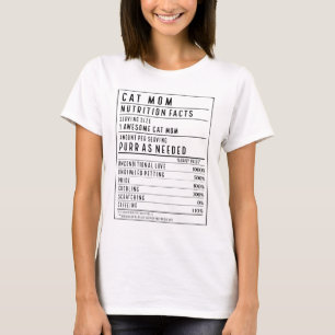 Camiseta Mamá Gato, Datos Nutricionales Divertidos para Mam