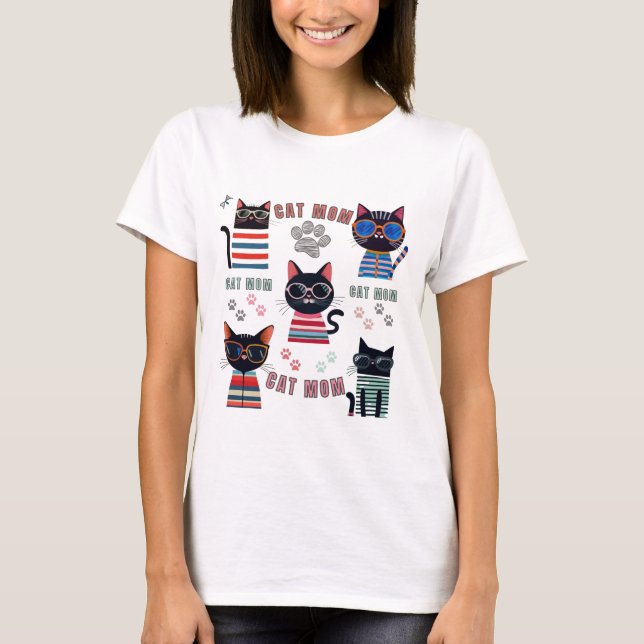 Camiseta Mamá gato - Diseño acogedor y amable para los aman (Anverso)