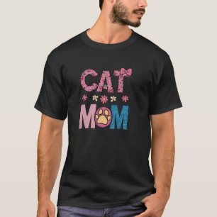Camiseta Mamá Gato Floral Retro - Amante de Gatos Vintage