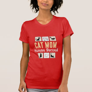 Camiseta Mamá Gato Humano Segundo Divertido Amante de Gatos