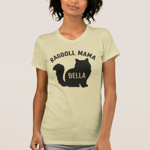 Camiseta Mamá Gato Ragdoll Silueta Nombre Personalizado