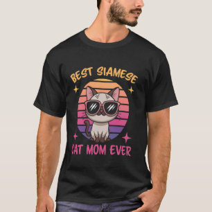 Camiseta Mamá gato siames divertido gato siames