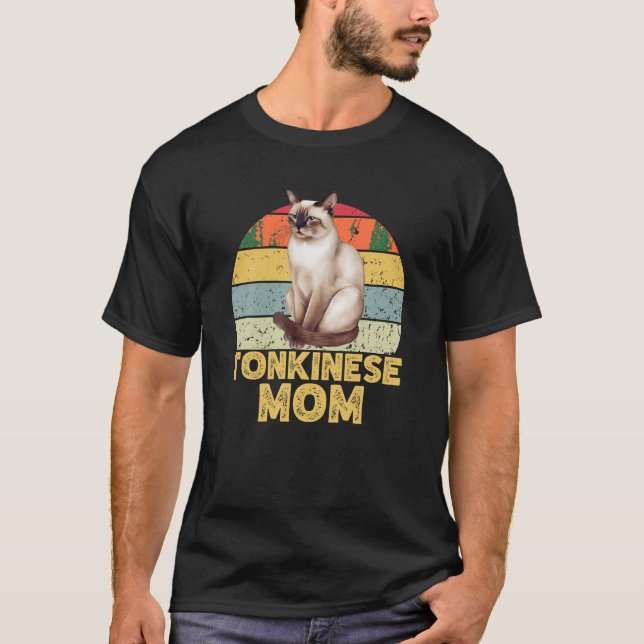 Camiseta Mamá gato tonkinesa retro graciosa amo a mi lengua (Anverso)