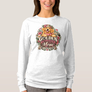 Camiseta Mamá Golden Retriever Floral Mi Corazón Tiene Pata