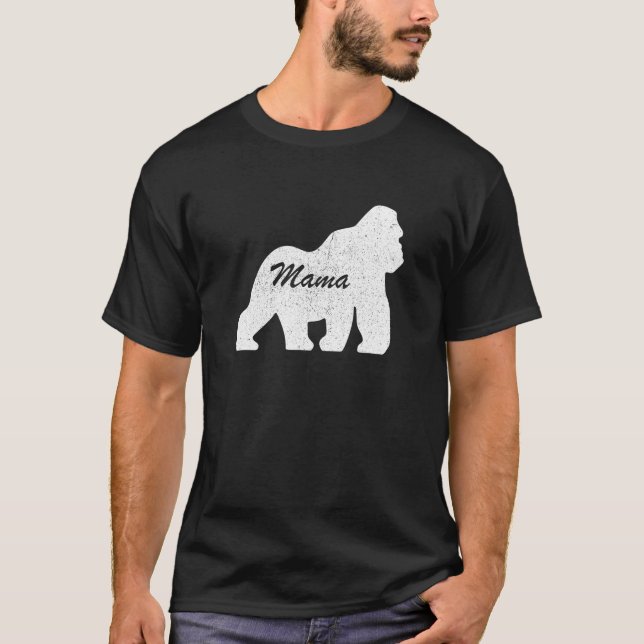 Camiseta Mama Gorilla Animal Tee Padre Madre Día Hijo Cuerd (Anverso)
