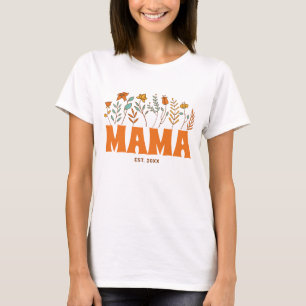 Camiseta Mamá Groovy Flor de otoño retro mamá de flores vin