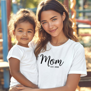 Camiseta Mamá Guión Negro Fecha establecida Mínima Negrita