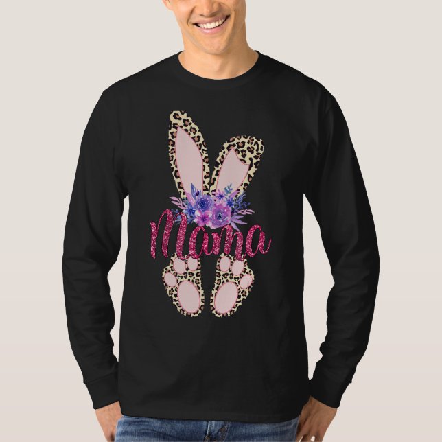 Camiseta Mama Happy Easter Day 2022 Leopard Bunny Rabbit Gi (Anverso)