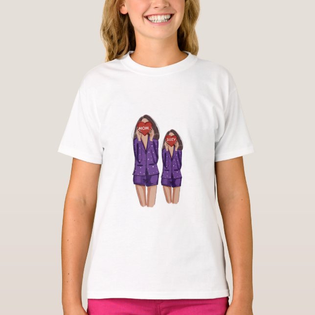 Camiseta mamá, hija, Día de la Madre, arte, (Anverso)