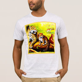 Camiseta Mamá jaguar y cachorros relajándose en la jungla. 