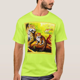 Camiseta Mamá jaguar y cachorros relajándose en la jungla. 