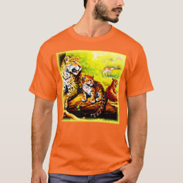 Camiseta Mamá jaguar y cachorros relajándose en la jungla. 