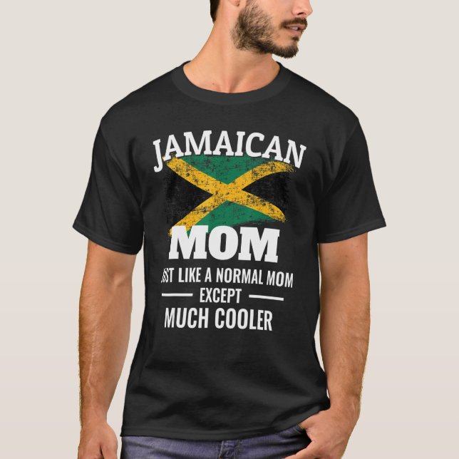 Camiseta Mamá jamaiquina mucho más fría Bandera de Jamaica  (Anverso)