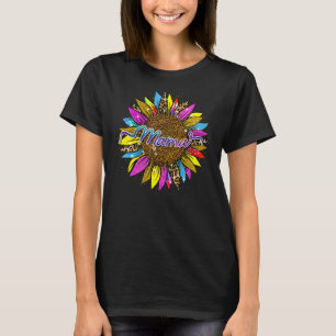 Camiseta Mama Leopard Pink Sunflower feliz Día de la Madre