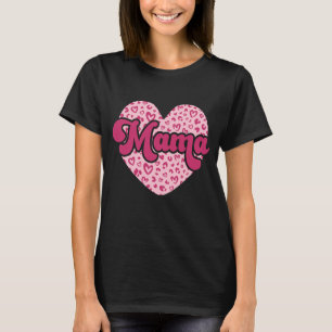 Camiseta Mama Leopard Print Love Heart