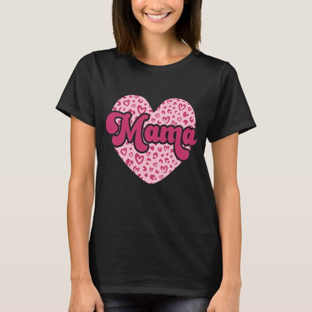 Camiseta Mama Leopard Print Love Heart (Anverso)