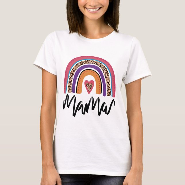 Camiseta Mama Leopard Rainbow (Anverso)