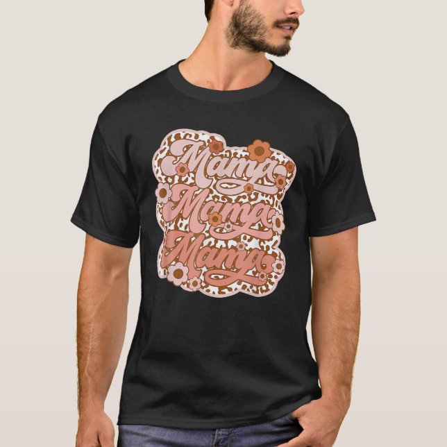 Camiseta MAMA Leopard Skull Boho Rocker Mom (Anverso)