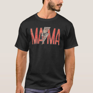 Camiseta MAMA Leopard Skull Rocker Mamá de mamá