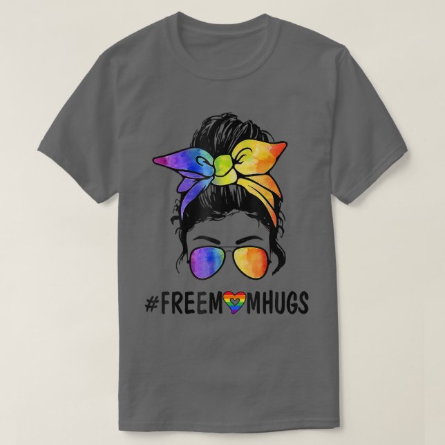 Camiseta Mamá libre abraza a broma orgullo LGBT  (Diseño del anverso)
