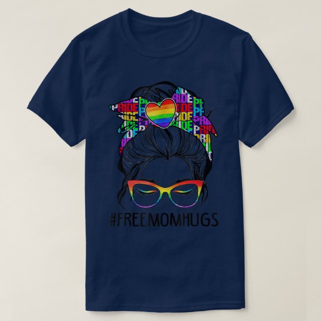 Camiseta Mamá libre abraza a broma orgullo LGBT  (Diseño del anverso)