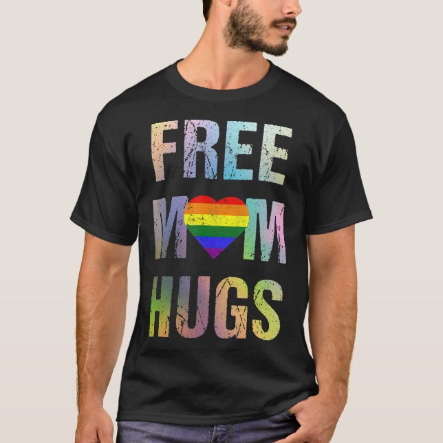 Camiseta Mamá libre abraza a la venda del Orgullo Gay LGBT (Anverso)