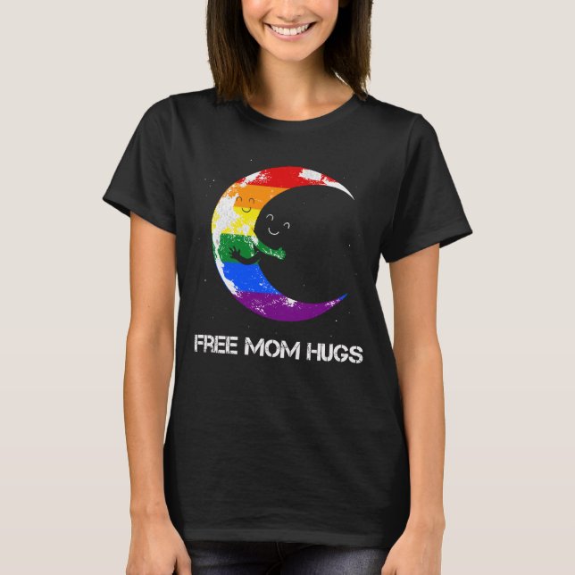 Camiseta Mamá libre abraza a los abrazos LGBT Moon (Anverso)