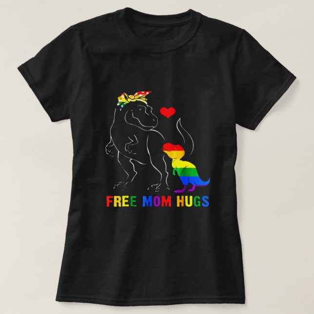 Camiseta Mamá libre abraza a mamá de dinosaurio chino T-Rex (Diseño del anverso)