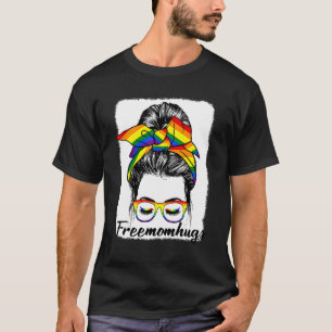 Camiseta Mamá libre abraza a Messy Bun Lgbt Orgullo Lesbian